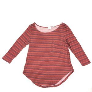 Anthropologie Postmark Striped Reverie Top Size Medium Womens Orange Burgundy M